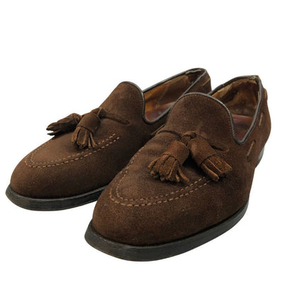 クロケット&ジョーンズ スエード タッセルローファー 6212-3095-01 ブラウン サイズ6E メンズ 革靴 CROCKETT&JONES CAVENDISH3 ローファー 約24.5cm【LA】【中古】