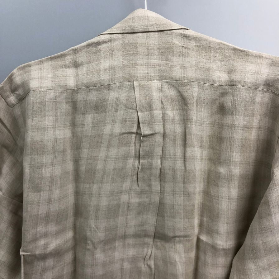 美品◆バグッタ ボタンダウンシャツ リネン チェック ベージュ系 メンズ サイズ39 BAGUTTA 【AFB38】