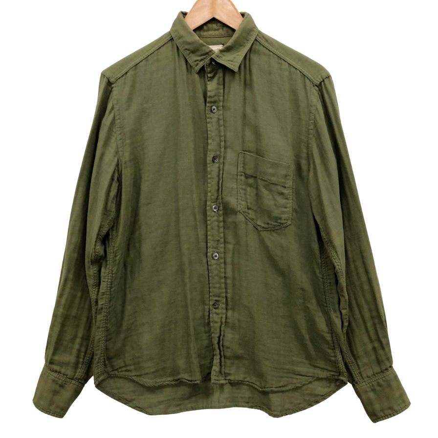 中古◆ヤヌーク ダブルガーゼシャツ カーキ サイズS メンズ 長袖シャツ YANUK Double gauze standard shirt 【AFB16】