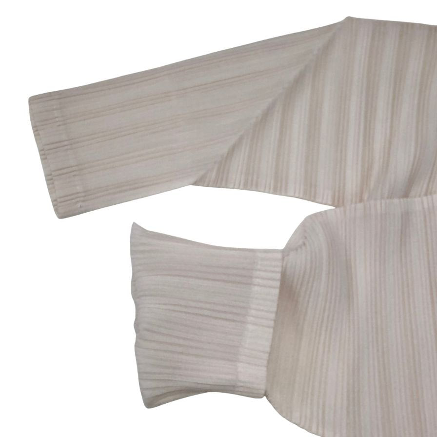 美品◆プリーツプリーズ カットソー PP91-FK343 ハイネック レディース ホワイト サイズ3 PLEATS PLEASE 【AFB26】