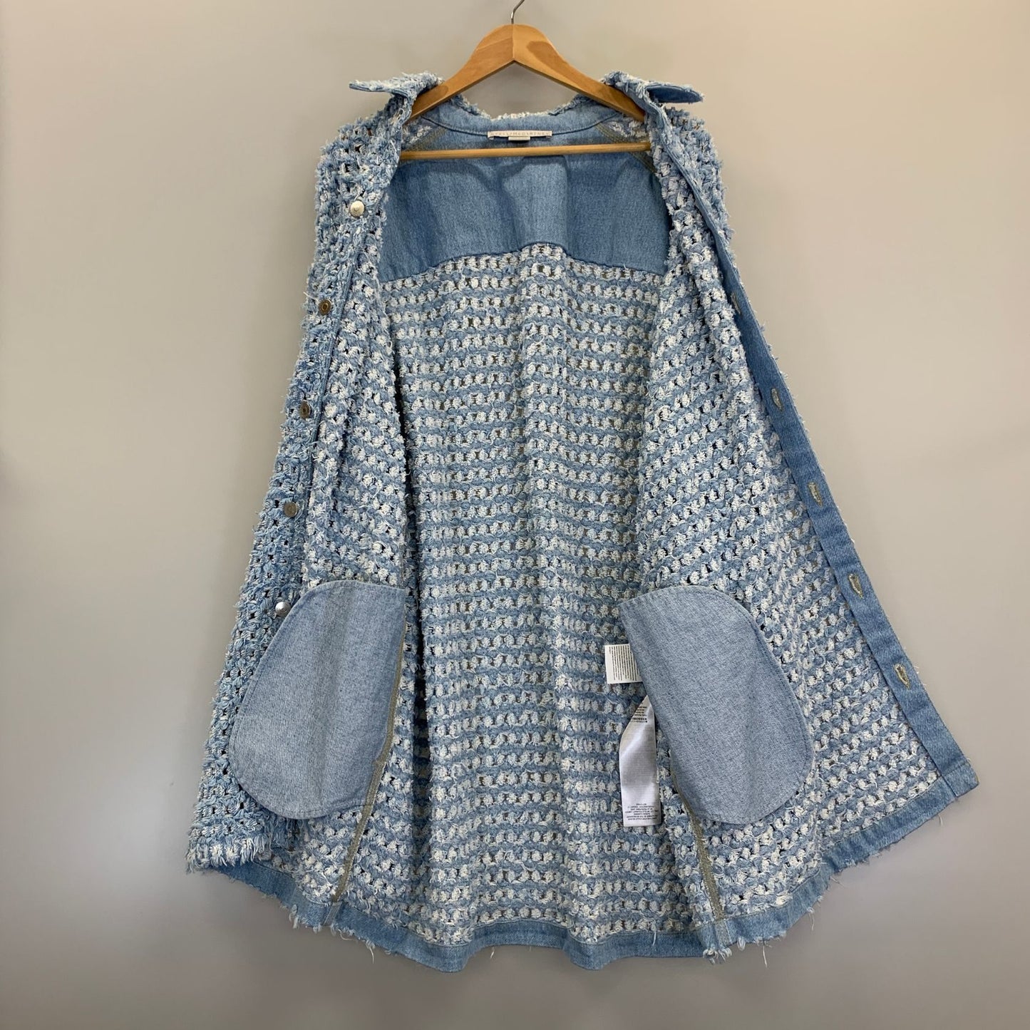 極美品◆ステラマッカートニー 24年 コート デニム生地 ブルー レディース サイズS STELLA McCARTNEY 【AFA2】