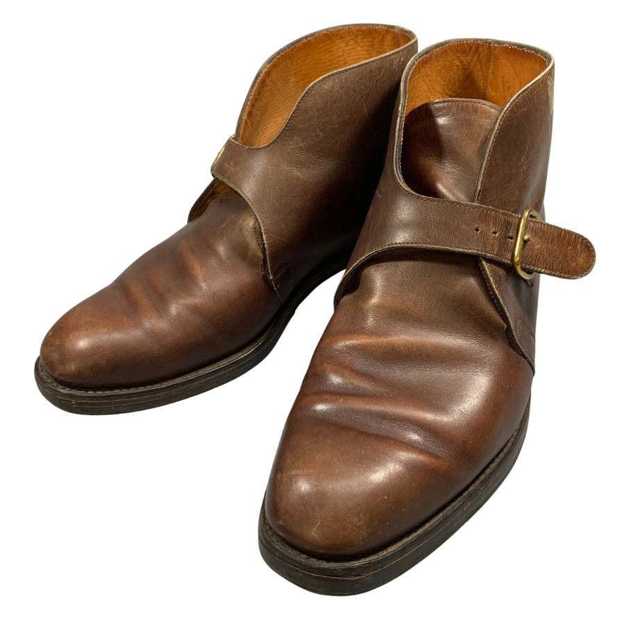 ジョンロブ バレーゼ シングルモンク アンクルブーツ ブラウン 7595ラスト サイズUK7.5E JOHN LOBB 約25.5cm【AFC46】