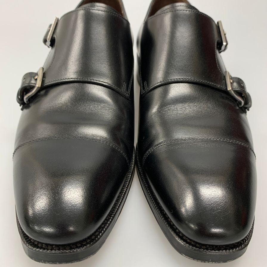 カルミナ トレーディングポスト別注 ダブルモンクシューズ 80544 ボックスカーフ レインラスト ブラック メンズ サイズ5.5E CARMINA ビジネスシューズ 約24.0cm【LA】【中古】