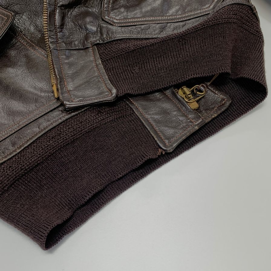 極美品◆ザリアルマッコイ フライトレザージャケット Type G-1 メンズ ブラウン サイズ38 THE REAL McCOY’S 【AFG1】