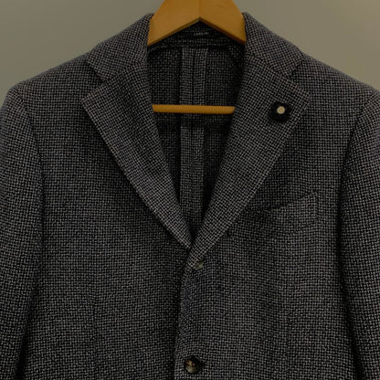 美品◆ラルディーニ ジャケット 3-B シングル ニット調 メンズ ネイビー系 サイズ 42 LARDINI 【AFA16】