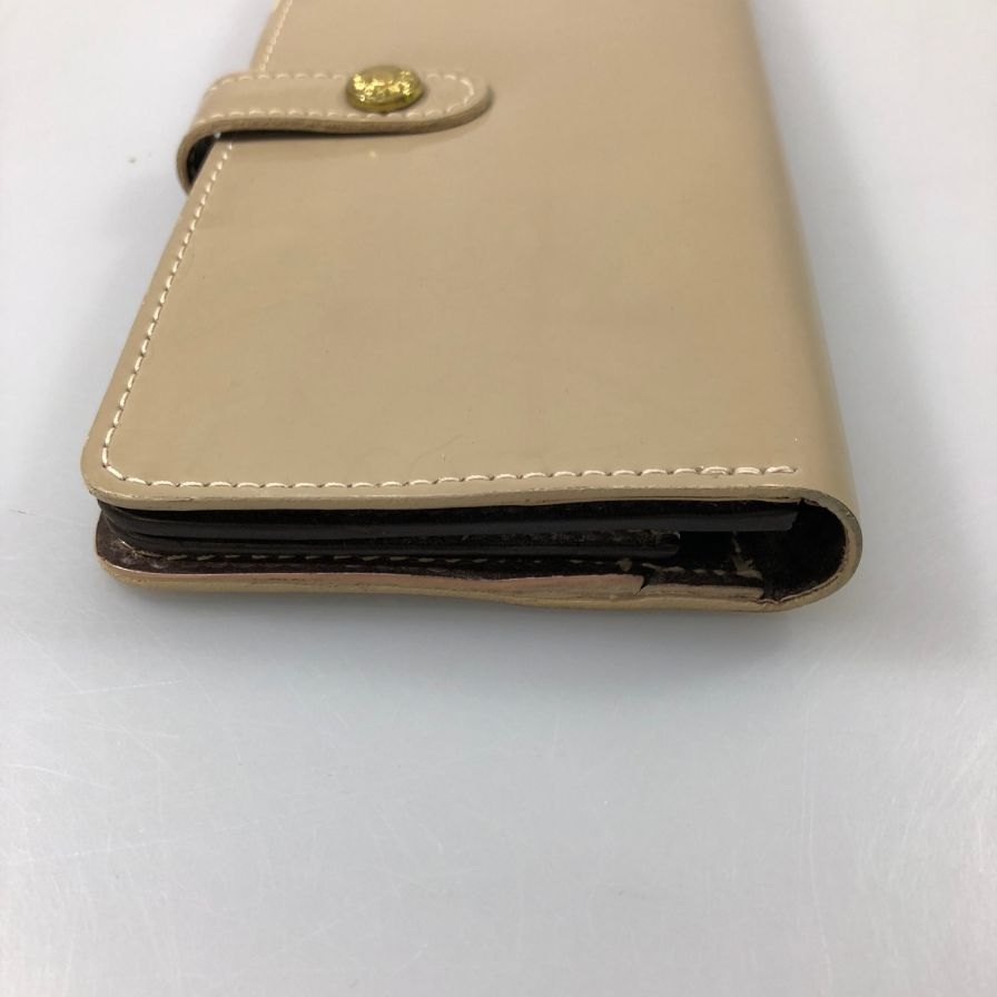 グレンロイヤル 長財布 二つ折り財布 フラップボタン エナメル×ブライドルレザー グレー ゴールド金具 GLENROYAL【AFI1】