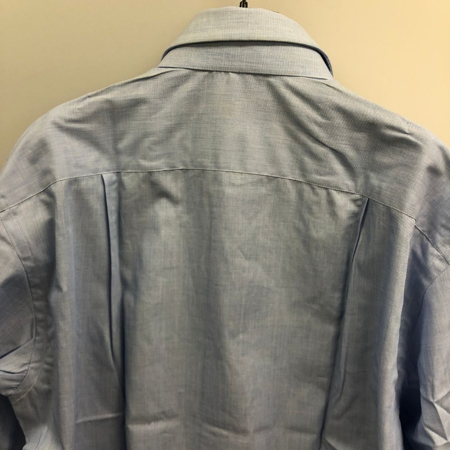 新品同様◆エルメネジルドゼニア 長袖ドレスシャツ ブルー サイズ39/15.5 Ermenegildo Zegna 【AFB34】
