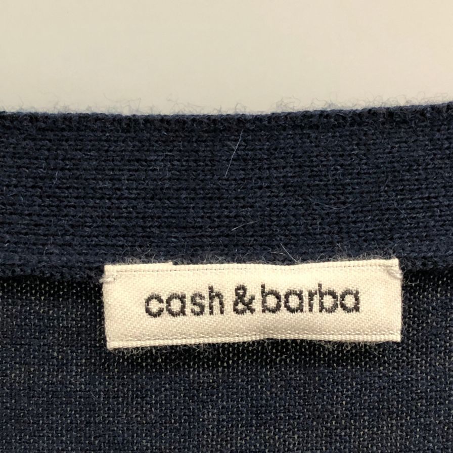 新品同様◆キャッシュ＆バルバ カーディガン ウーステッドカシミヤ 150 ネイビー メンズ サイズ2 IMWSW002 Cash&Barba 【AFB17】