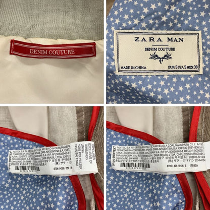 美品◆ザラ デニム クチュール ブルゾン リネン 切替 デザイン ジャケット ジャンパー ベージュ メンズ サイズS ZARA DENIM COUTURE 【AFB10】