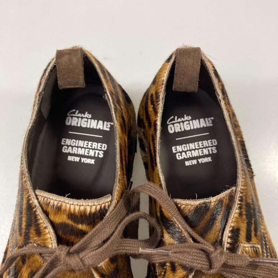 クラークス エンジニアドガーメンツ デザートカーン レオパード ハラコ ブラウン系 総柄 26cm CLARKS × Engineered Garments 約26.0cm【AFD12】