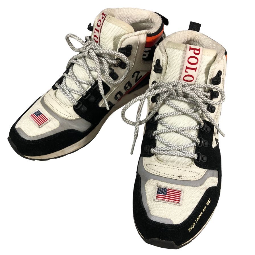 ポロ ラルフローレン ウィンター スタジアム スニーカー 1992 復刻版 メンズ サイズUK8 ホワイト×ネイビー Polo Ralph Lauren 約26.5cm【AFC2】