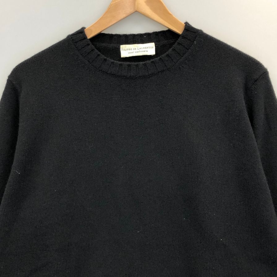 美品◆フィリッポ デ ローレンティス ウールニット カシミヤ混 SUPER120's ブラック メンズ サイズ48 filippo de laurentiis 【AFB4】