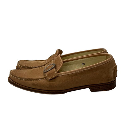 トッズ ドライビングシューズ スエード ベージュ サイズ36 レディース TOD'S 約22.5cm【AFC8】