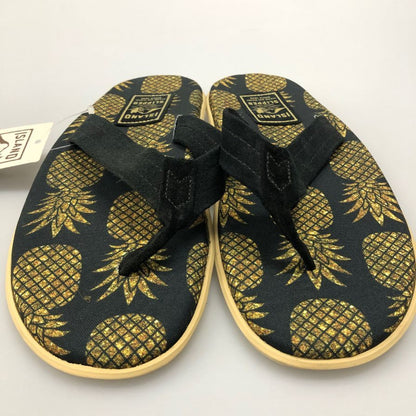 アイランドスリッパ ビーチサンダル 総柄 クラシック パイナップル パイン デザイン ブラック メンズ サイズ12 ISLAND SLIPPER 約30.0cm【AFC2】