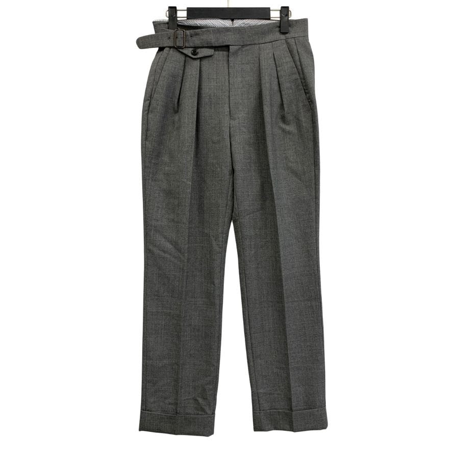 ユニバーサルランゲージ×VITALE BARBERIS CANONICO スラックス カノニコ ウール 2タック ストラップ メンズ グレー サイズSS UNIVERSAL LANGUAGE 【AFB19】
