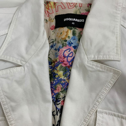 中古◆ディースクエアード ジャケット 裏地 花柄 総柄 S75BN0810 S41794 コットン ホワイト メンズ サイズ46 DSQUARED2 【AFA2】