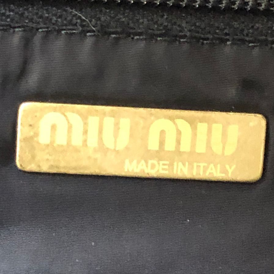 ミュウミュウ ボストンバッグ ウール×パテント ブラック MIUMIU【AFE10】