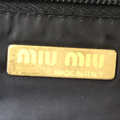 ミュウミュウ ボストンバッグ ウール×パテント ブラック MIUMIU【AFE10】