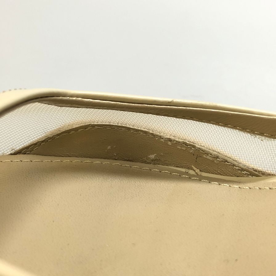 プラダ パンプス スリングバック メッシュ トライアングルロゴ ベージュ レディース サイズ37 約24.0cm【AFC31】