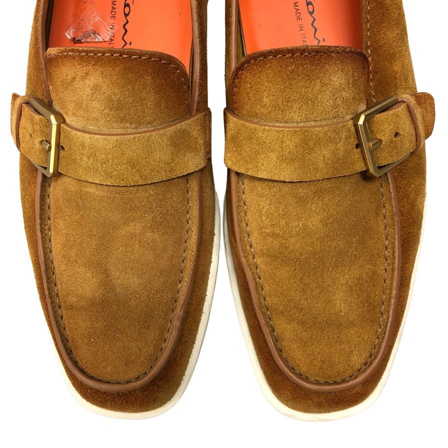 サントーニ ローファ― 18036 ベルトデザイン スエード ブラウン サイズUK6 メンズ SANTONI 約24.5cm【AFC4】