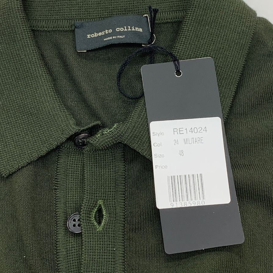 新品同様◆ロベルトコリーナ ポロシャツ 半袖 コットン ニット グラデーション グリーン メンズ サイズ48 roberto collina 【AFB2】