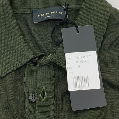 新品同様◆ロベルトコリーナ ポロシャツ 半袖 コットン ニット グラデーション グリーン メンズ サイズ48 roberto collina 【AFB2】