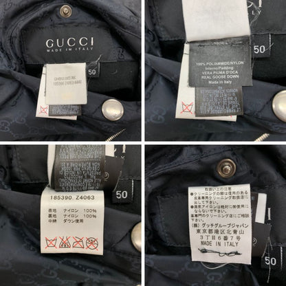 中古◆グッチ ダウンジャケット ナイロン GG柄 リバーシブル メンズ ネイビー サイズ50 GUCCI 【AFF24】