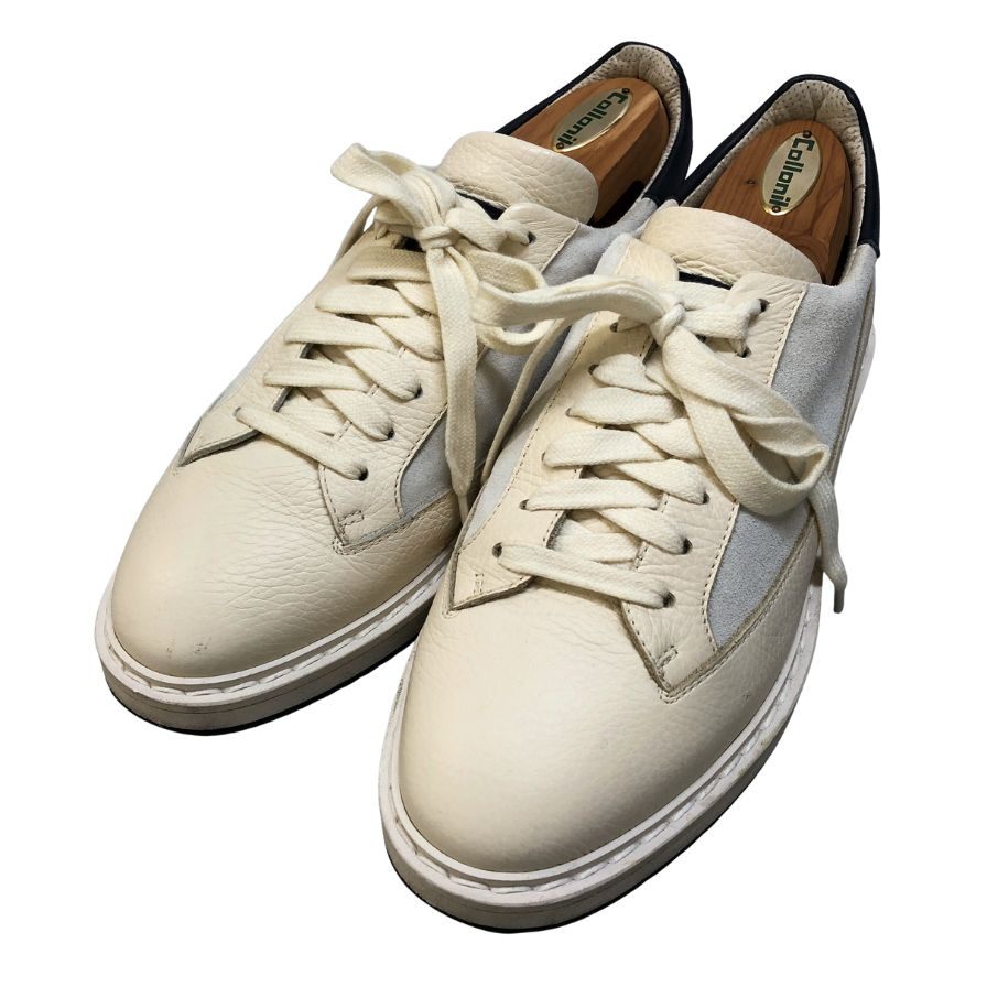 ブルネロ クチネリ レザースニーカー スエード ホワイト×ライトブルー EU40 BRUNELLO CUCINELLI 約25.0cm【AFC28】