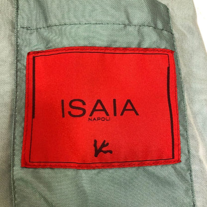 美品◆イザイア シルク100％ ジャケット ターコイズグリーン メンズ サイズ50 ISAIA 【AFB5】