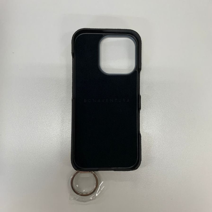ボナベンチュラ iphoneケース 16PRO対応 リング付き バイカラー グレージュ×ピンク シルバー金具【AFI18-2】【中古】