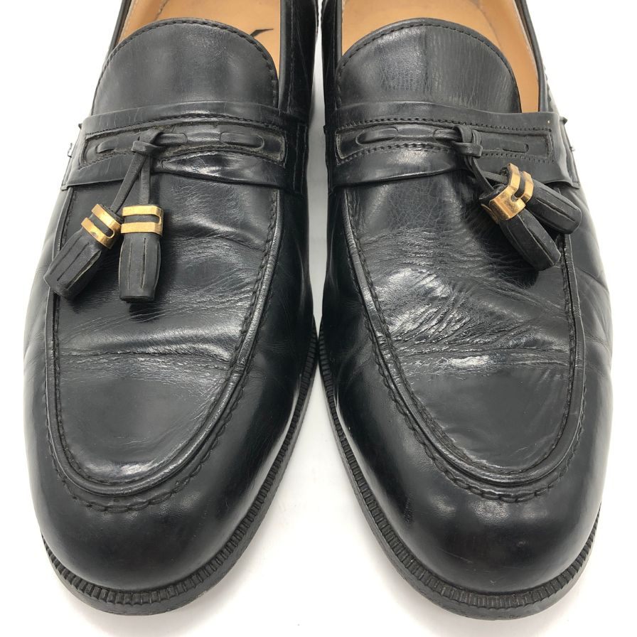 イヴサンローラン タッセルローファー ガラスレザー SL-224 メンズ ブラック サイズ24.5cm Yves Saint Laurent 約24.5cm【PTM】