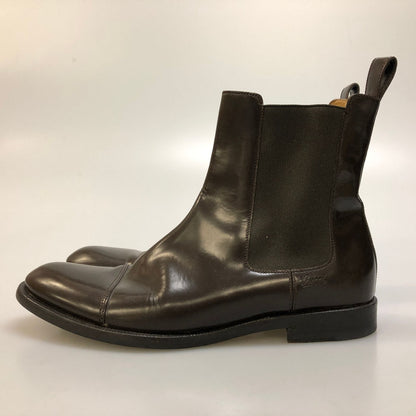 グッチ サイドゴアブーツ ガラスレザー 225106 ストレートチップ メンズ ブラウン サイズ7.5 GUCCI 約25.5cm【AFC43】