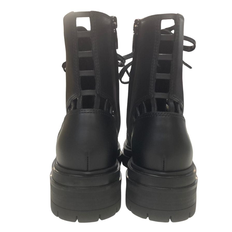 ジャンヴィトロッシ ショートブーツ カットアウト ブラック レザー レディース サイズ35.5 Gianvito Rossi 約22.5cm【AFD9】