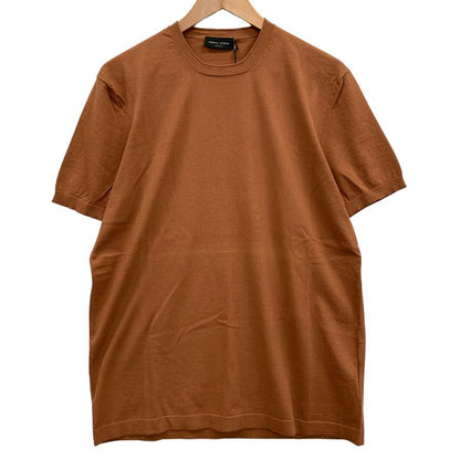 美品◆ロベルトコリーナ Tシャツ ニットTシャツ コットン ブラウン サイズ48 メンズ roberto collina 【AFB41】