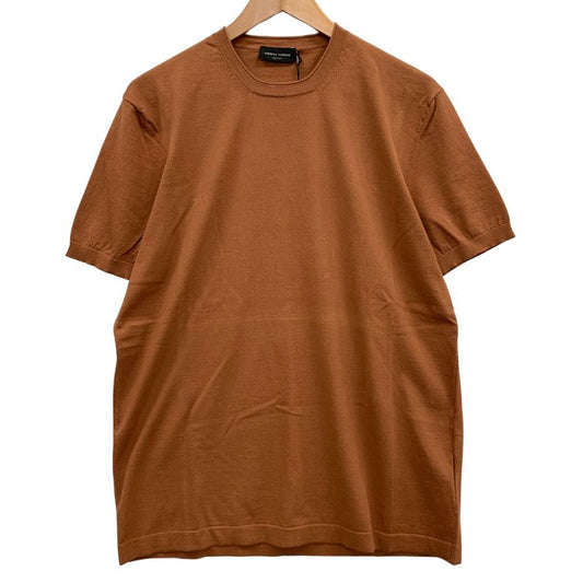 美品◆ロベルトコリーナ Tシャツ ニットTシャツ コットン ブラウン サイズ48 メンズ roberto collina 【AFB41】