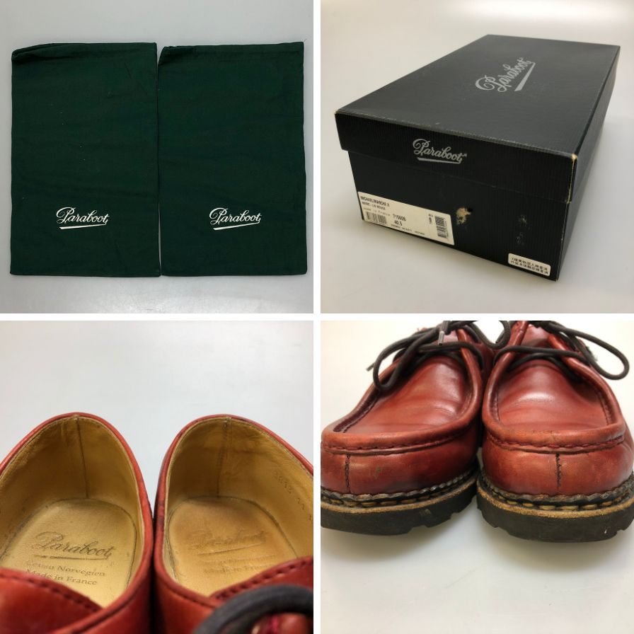 パラブーツ レザーシューズ ミカエル チロリアン リスレザー ルージュ レッド メンズ サイズ40.5 PARABOOT MICHAEL ビジネスシューズ 約25.0cm【LA】【中古】