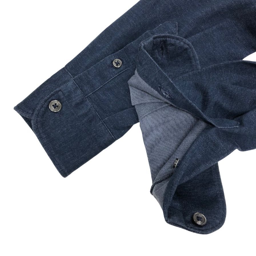 美品◆バルバ カッタウェイシャツ ネイビー メンズ サイズ46 BARBA 【AFB21】