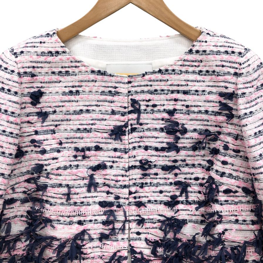 極美品◇ルネ ノーカラージャケット フロントホック ツイード