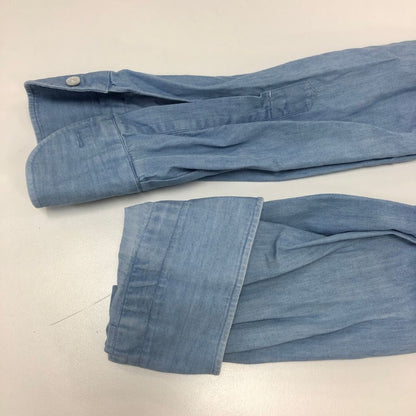 中古◆レスレストン バンドカラー 長袖シャツ メンズ サイズ16 1/4 ブルー LES LESTON 【AFB35】