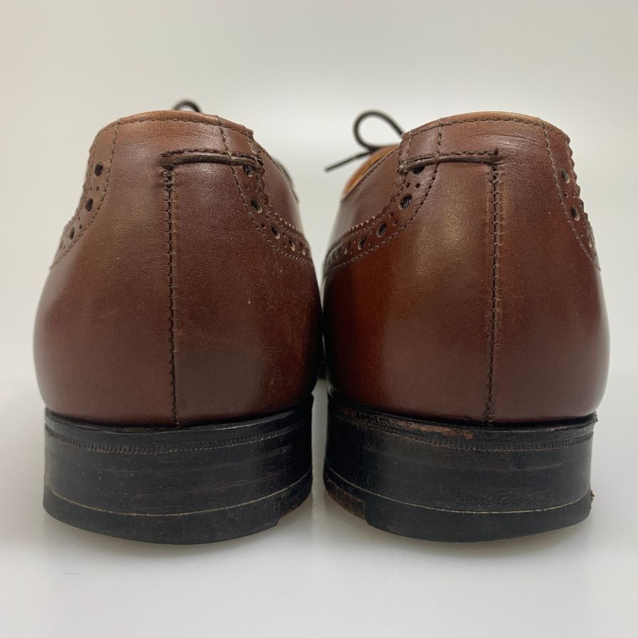 ニュー&リングウッド レザーシューズ パンチドキャップトゥ レザー カーフ ブラウン 7E New&Lingwood 約25.5cm【AFC4】