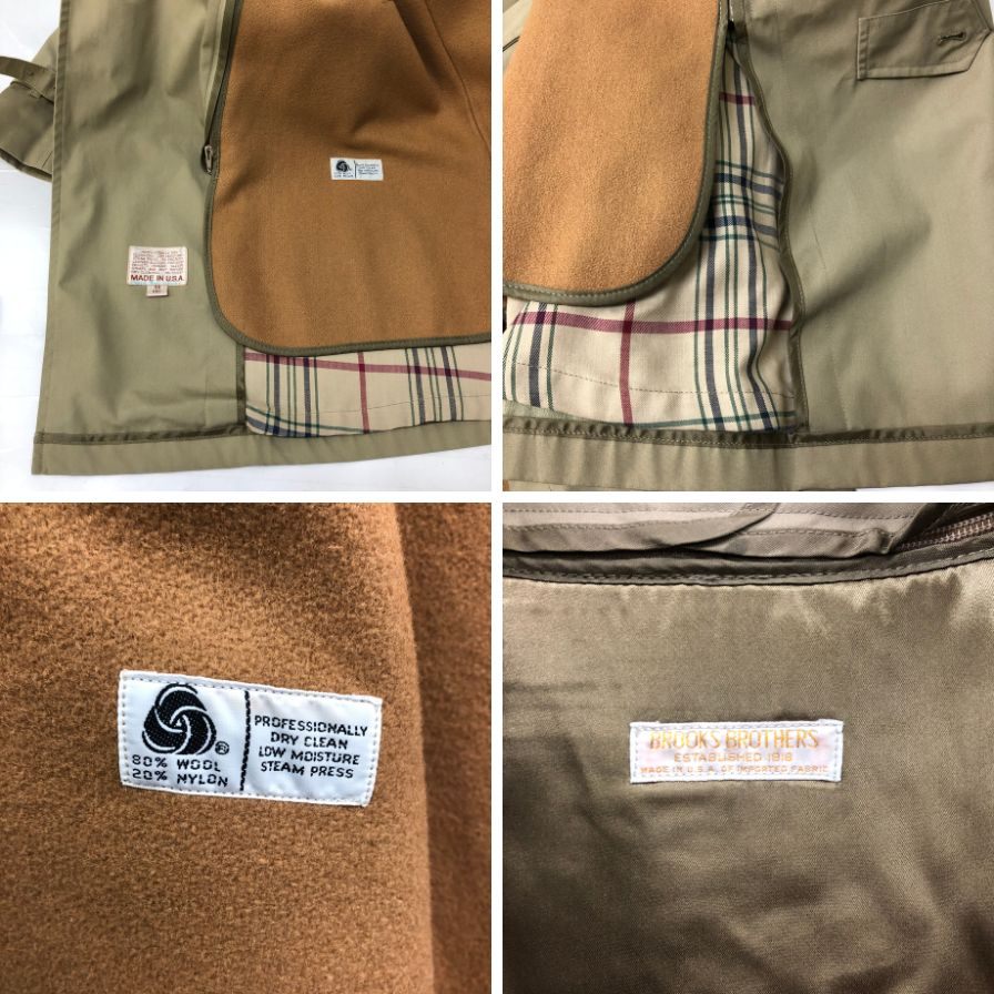 極美品◆ブルックスブラザーズ トレンチコート ライナー付き ベージュ コットン想定 USA製 メンズ38 Brooks Brothers 【AFF19】