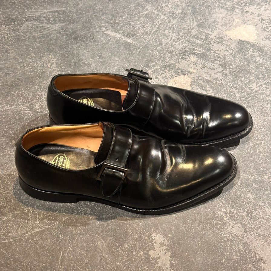 チャーチ TOKYO シングルモンク ポリッシュバインダーカーフ ブラック サイズUK75G Church’s ビジネスシューズ 約26.5cm【LA】【中古】