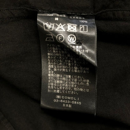 極美品◆コモリ  KHADIコットンWレイヤー コモリシャツ ブラック メンズ サイズ2 C03-02005 COMOLI 【AFB34】