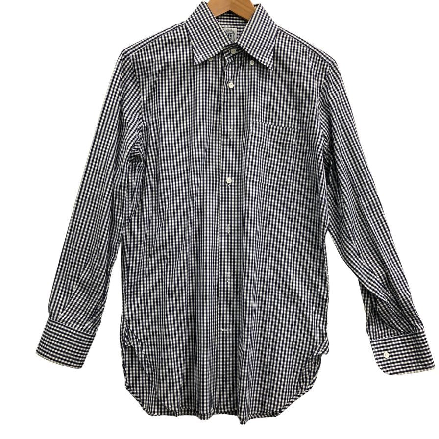 極美品◆スーツカンパニー ギンガムチェックシャツ 長袖 スリムフィット コットン ブルー系 サイズ39/82 THE SUIT COMPANY 【AFB43】