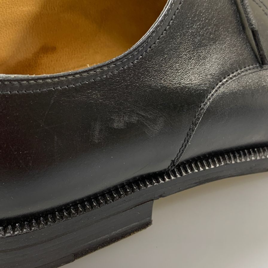 モレスキー レザーシューズ 33221 Vフロント プレーントゥ カーフ ブラック サイズUK8.5 メンズ MORESCHI 約26.5cm【PTM1】