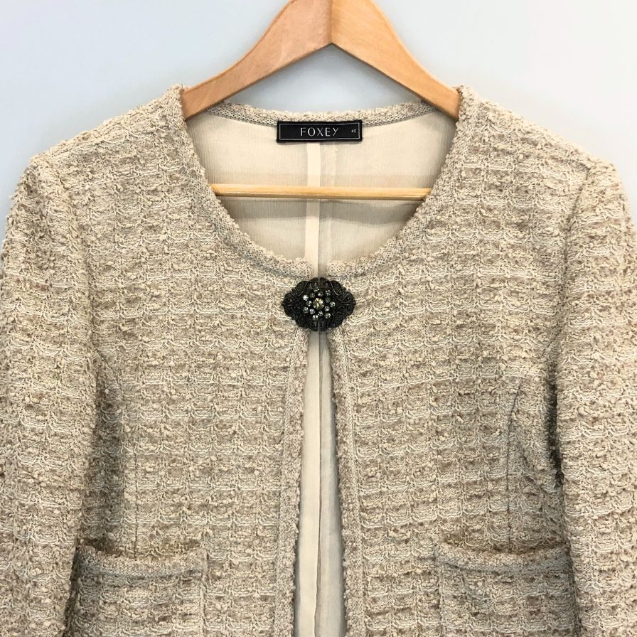 極美品◆フォクシー ツイードジャケット レディース ピンク系 サイズ40 27658 FOXEY 【AFB19】