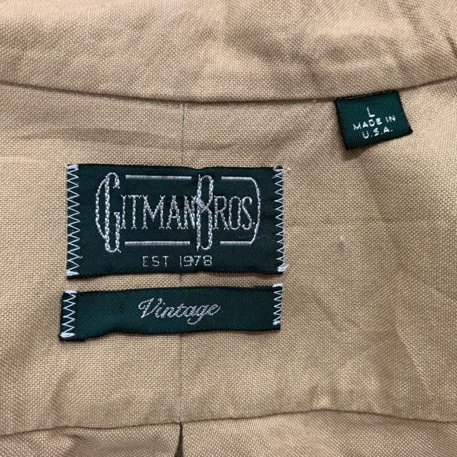 ギットマン ヴィンテージ バンドカラーシャツ アメリカ製 コットン メンズ ベージュ サイズL GITMAN VINTAGE【LA】