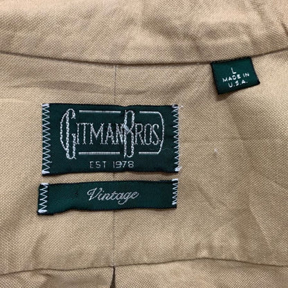 ギットマン ヴィンテージ バンドカラーシャツ アメリカ製 コットン メンズ ベージュ サイズL GITMAN VINTAGE【LA】