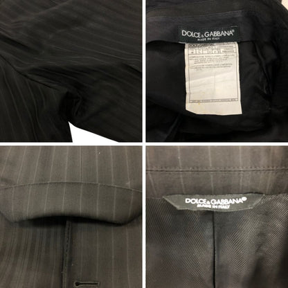 ドルチェ＆ガッバーナ MARTINI 2B ジャケット スーツ ダークストライプ メンズ サイズ46 ブラック DOLCE&GABBANA【AFA1】