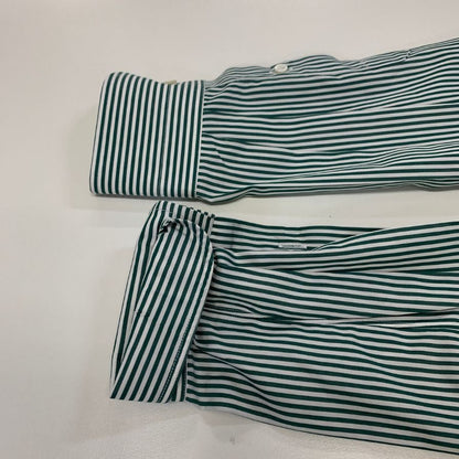 美品◆エリッコ フォルミコラ シャツ ストライプ グリーン系 メンズ サイズ39/15.5 Errico Formicola 【AFB11】